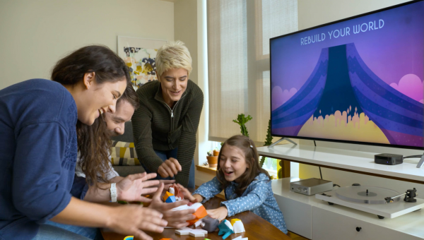 a family playing beasts of balance together