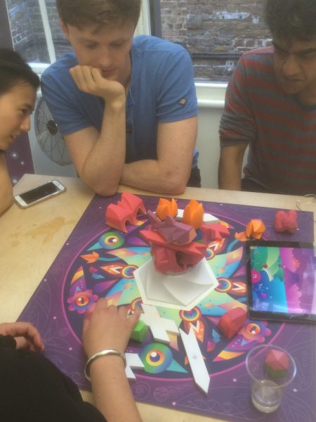 Beasts of Balance stacking game being played at an event in London