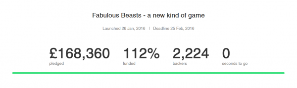 Beasts of Balance stacking game Kickstarter totals when campaign ended