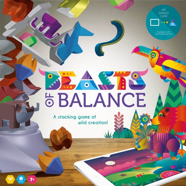 Image from the top of the Beasts of Balance stacking game box