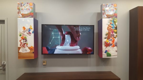 An in-store display for the Beasts of Balance stacking game 3