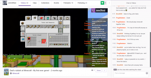 John playing Minecraft on Twitch